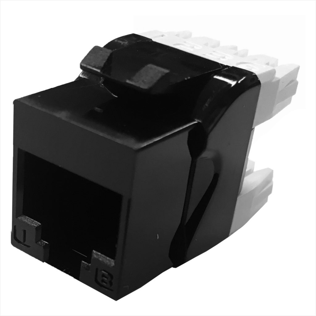 Cat6 UTP Keystone Jack 180 degree w/IDC Cap Black Layer 1